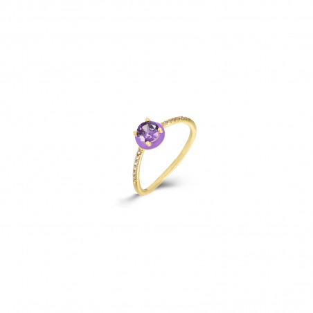 Anillo Circulo - Circonita - Enamel - Bañado Oro