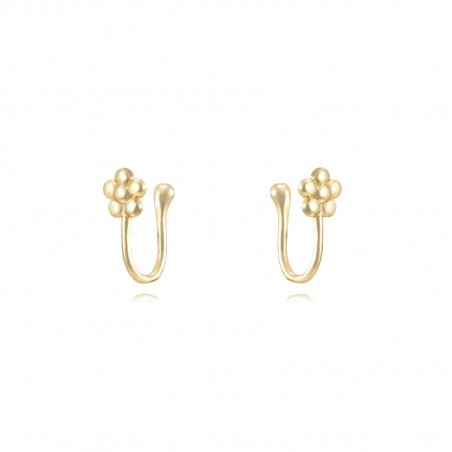 Pendiente Earcuff Flor 12,5*5,5mm Bañado Oro y Plata Rodiada