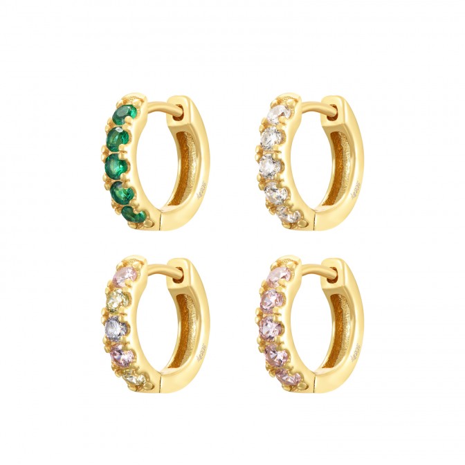 Pendientes Aro - Circonita 10 mm - Bañado Oro