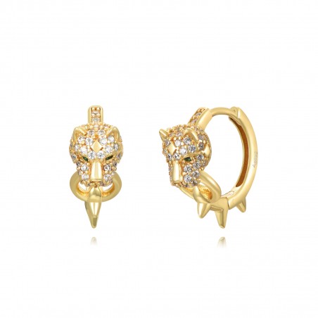 Pendientes Jaguar - Circonita 14 mm - Bañado Oro