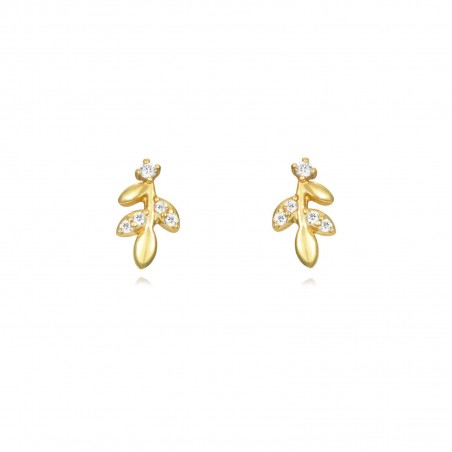 Pendientes Circonita - Hoja 5 * 8 mm - Bañado Oro