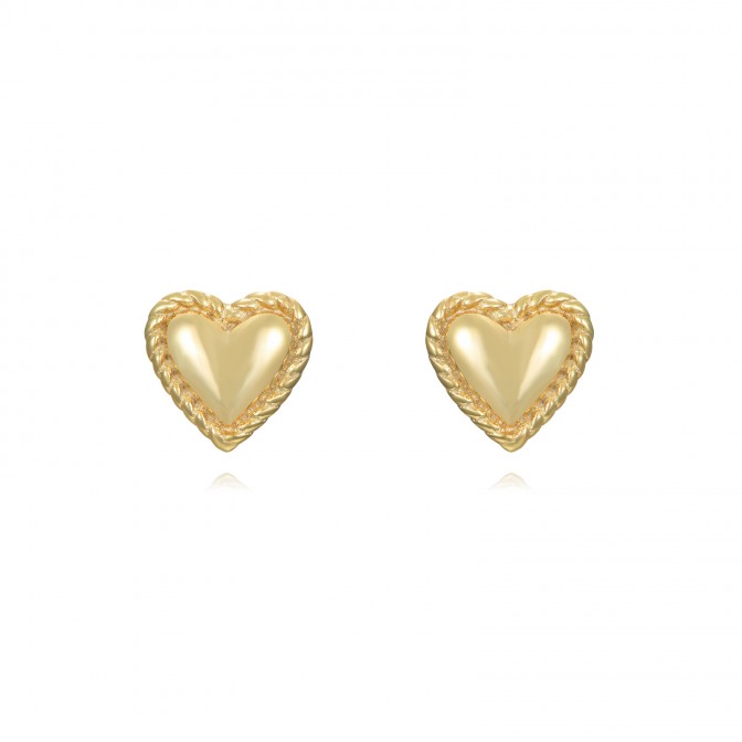 Pendientes Corazon - 5 mm - Bañado Oro y Plata Rodiada