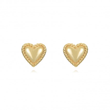 Pendientes Corazon - 5 mm - Bañado Oro y Plata Rodiada