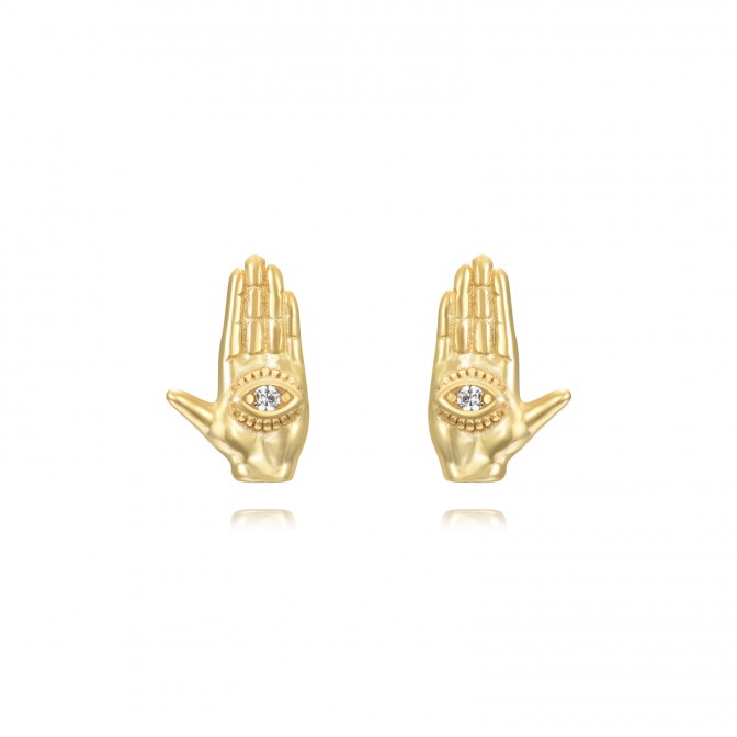 Pendientes Lengua de Signos - Hablar con mi mano 10*6mm - Bañado Oro y Plata Rodiada