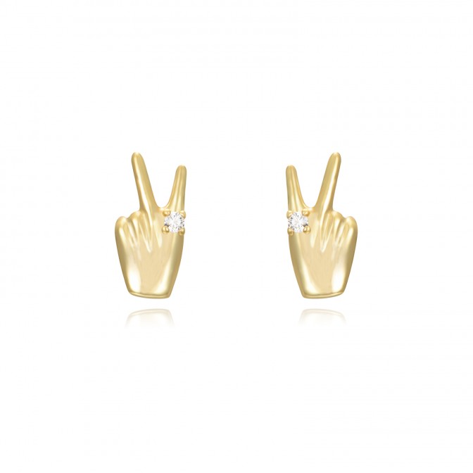 Pendientes Lengua de Signos - Paz 10*5mm - Bañado Oro y Plata Rodiada