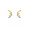 Pendientes Luna Circonita Multi 6,5 mm-  Bañado Oro y Plata Rodiada