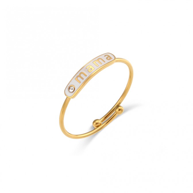 Anillo Acero - Mama 13mm - Enamel - Bañado Oro 2