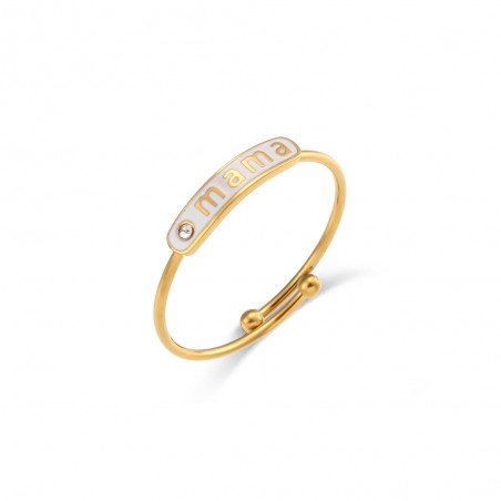 Anillo Acero - Mama 13mm - Enamel - Bañado Oro