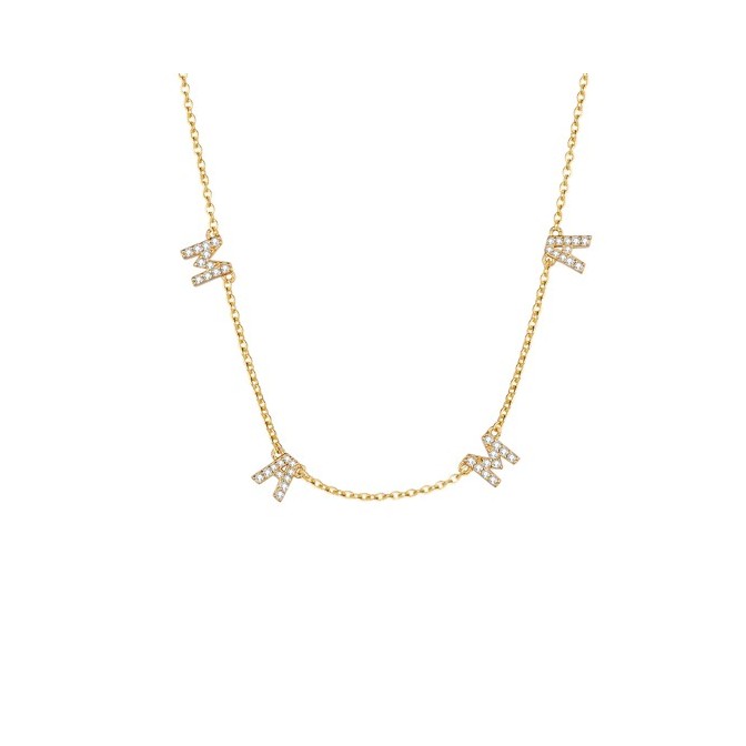 Collar Circonita - Mama - Plata Bañado Oro Y Plata Rodiada