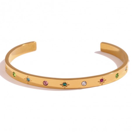 Pulsera Acero Esclava - Circonita - 62mm - Bañado Oro