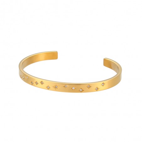 Pulsera Acero Esclava - Circonita - 63mm - Bañado Oro