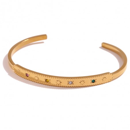 Pulsera Acero Esclava - Circonita - 65mm - Bañado Oro