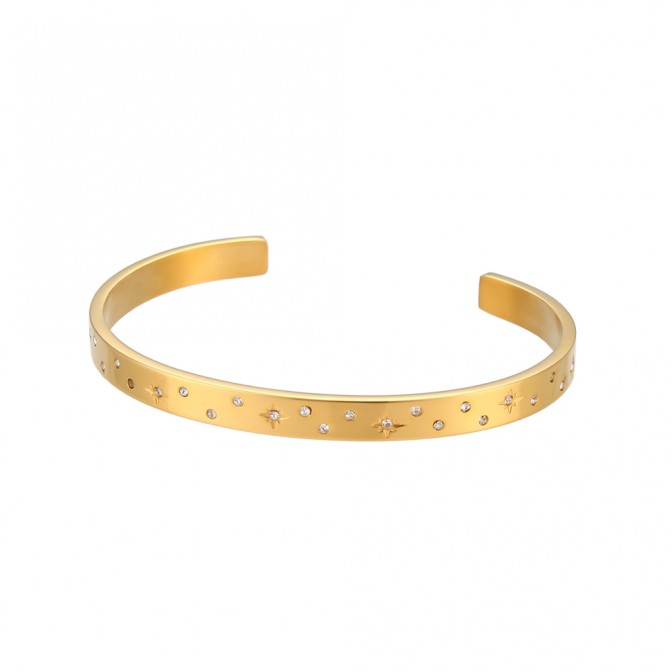 Pulsera Acero Esclava - Estrella - 62mm - Bañado Oro 2