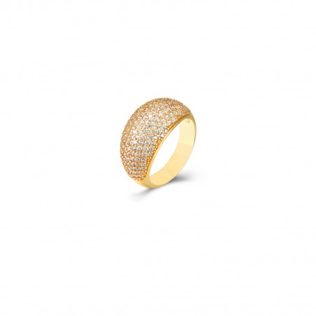 Anillo Bronce - Circonita - 11 mm - Bañado Oro