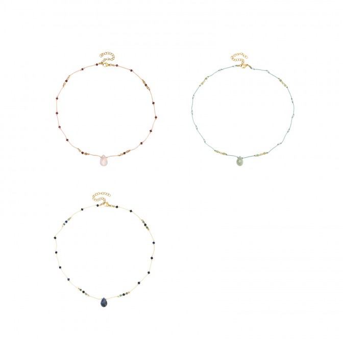 Collar Acero Mineral - Pera - 40 + 5 cm - Color Oro