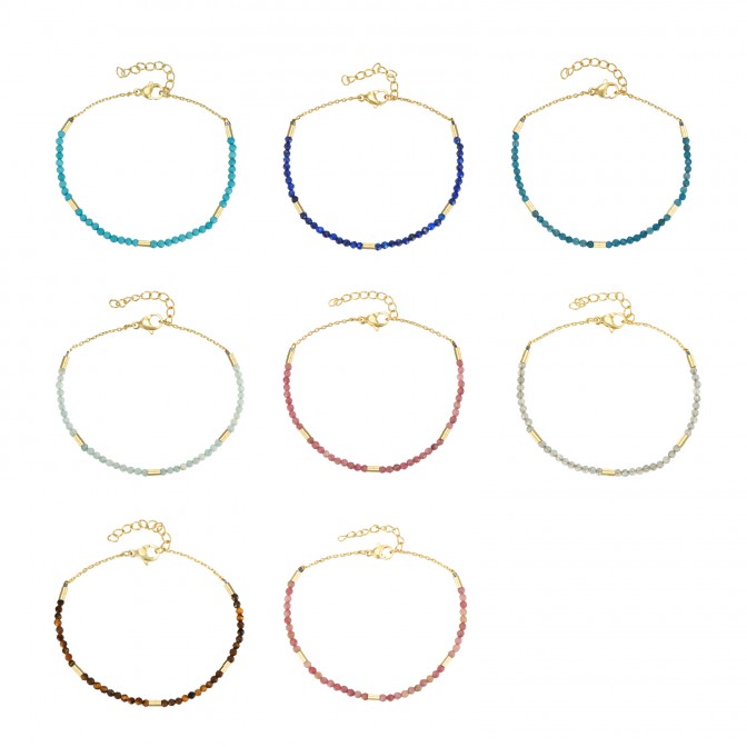 Pulsera Acero Mineral - 17 + 3 cm - Color Oro