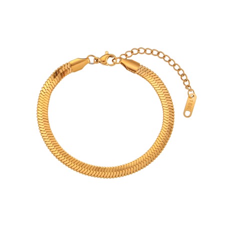 Pulsera Acero - 2 mm,3 mm, 4mm, 5 mm Herryingbone - 16+4 cm - Color Oro