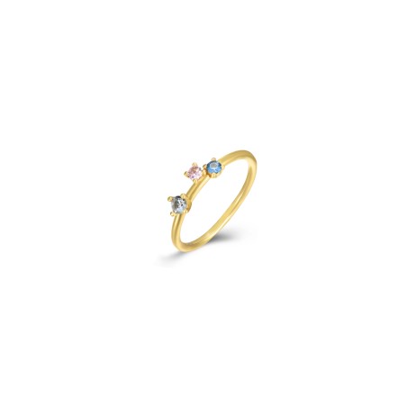 Anillo Circonita Multi - 4 mm - Bañado Oro