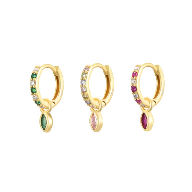 Pendientes Aro 11mm - Circonita Marquesa - Bañado Oro