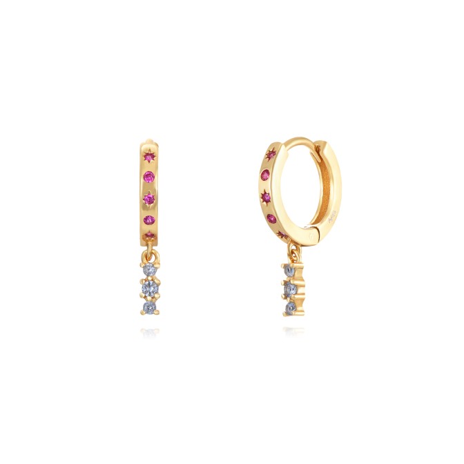 Pendientes Circonita - 11 + 5 mm - Bañada Oro Y Plata Rodiada