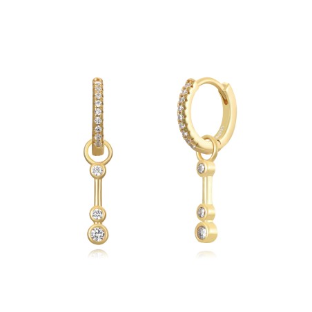 Pendientes Aro - Circonita - 11 + 11 mm - Bañado Oro y Plata Rodiada