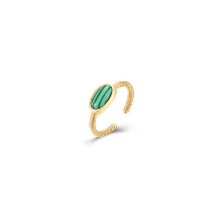 Anillo Acero Abierto Ajustable - Mineral Oval - 7mm - Color oro