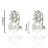 PENDIENTES OMEGA "WEDDING" PIEDRAS + PERLA 8.5mm, 17.5mm