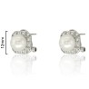 PENDIENTES OMEGA CIRCONITAS CON PERLA CENTRAL 12mm.