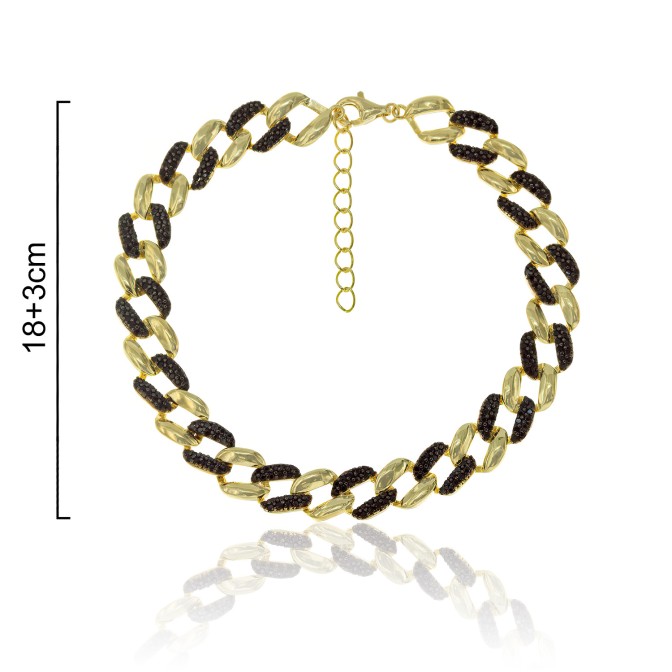 PULSERA BARBADA DORADA CIRCONITAS COLOR 18cm+3cm