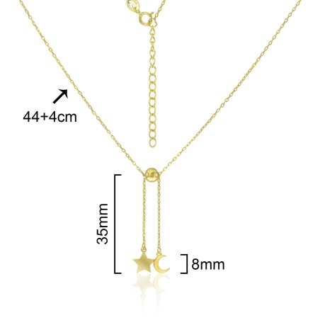 GARGANTILLA BOLA CON ESTRELLA Y LUNA LISAS 35mm 44cm+4cm