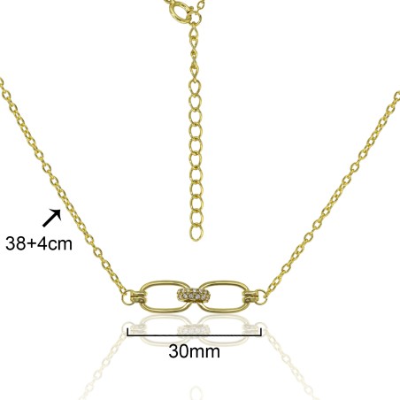 GARGANTILLA ESLABONES LISOS + ESLABÓN CENTRAL CIRCONITAS 30mm 38cm+4cm