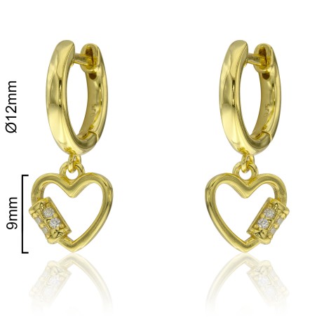 ARGOLLAS "CARABINER" CORAZÓN CIRCONITAS 9mm Ø12mm