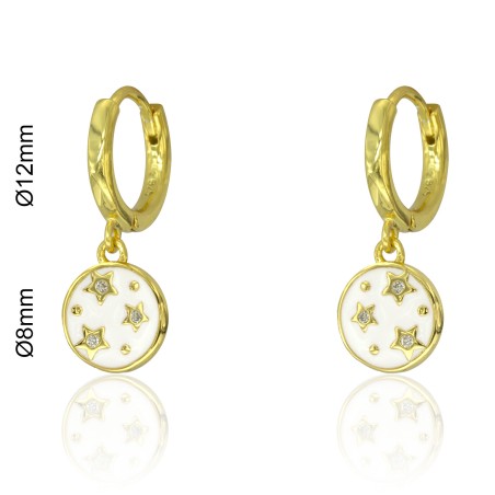 ARGOLLAS CÍRCULO ESMALTE ESTRELLAS CIRCONITAS 8mm Ø12mm