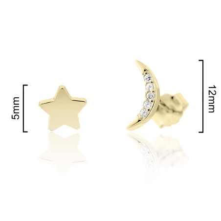 PENDIENTES LUNA + ESTRELLAS LISAS