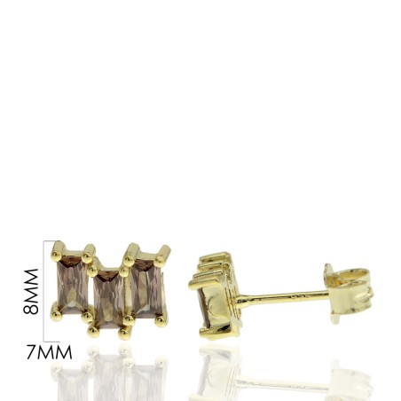 PENDIENTES TRIPLE CIRCONITA RECTANGULAR + GARRAS