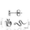 PENDIENTES ASIMÉTRICOS MANZANA (8mm) SERPIENTE (13x6mm) PRESIÓN