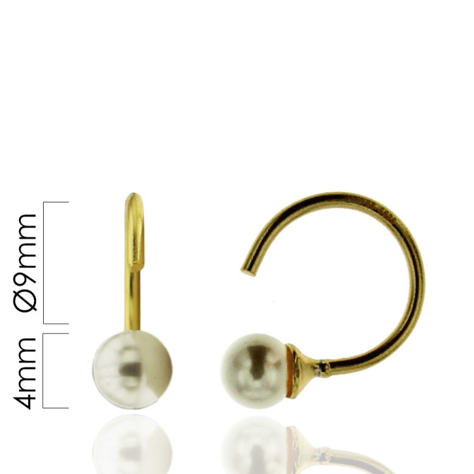 PENDIENTES ARO ABIERTO Ø9mm PERLA 4mm