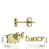 PENDIENTES ASIMÉTRICOS ELEFANTE CIRCONITAS (12x6mm) LUCKY LISO (12x4mm) PRESIÓN