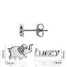 PENDIENTES ASIMÉTRICOS ELEFANTE CIRCONITAS (12x6mm) LUCKY LISO (12x4mm) PRESIÓN