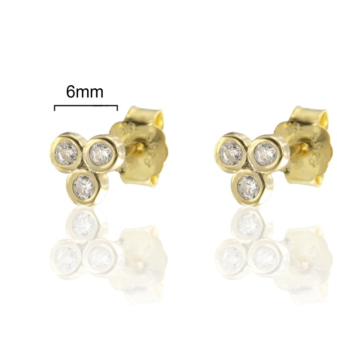 PENDIENTES 3 CHATONES 6mm PRESIÓN