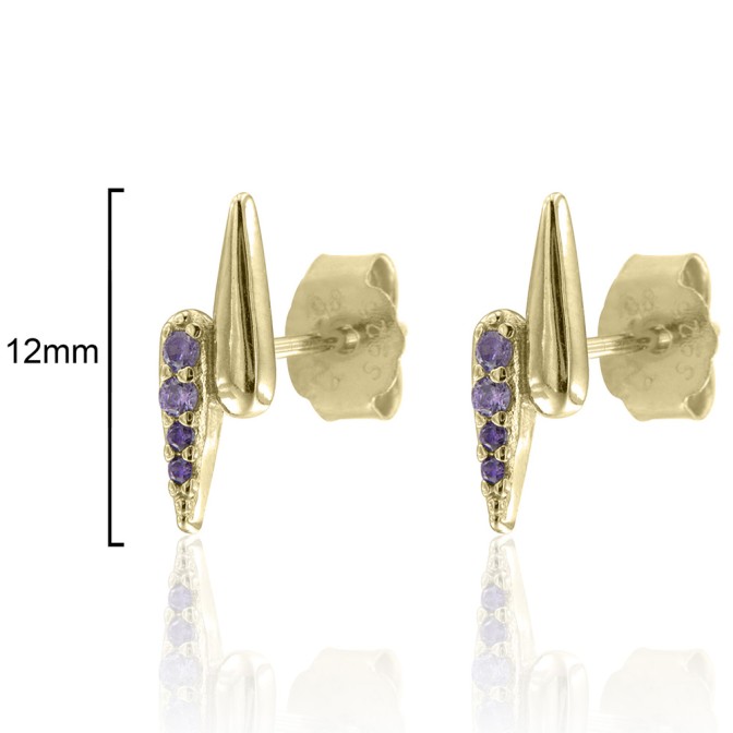 PENDIENTE RAYO LISO-CIRCONITAS 12mm PRESIÓN