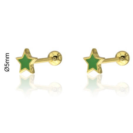 PENDIENTES "LOLLIPOP" ESTRELLA ESMALTE 5mm TUERCA BOLITA