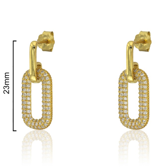 PENDIENTES PRESIÓN ESLABÓN CIRCONITAS Y ESLABÓN LISO 23mm