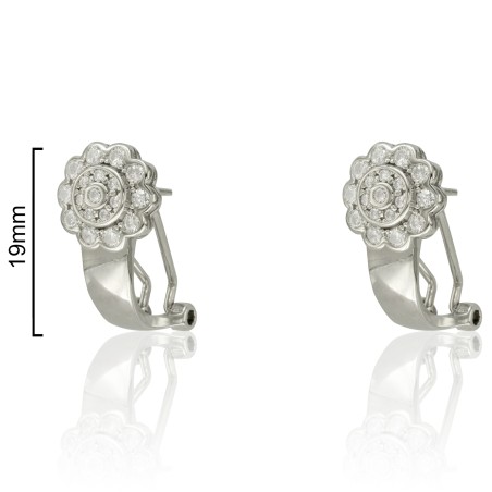 PENDIENTES OMEGA FLOR CON CIRCONITAS 19mm.