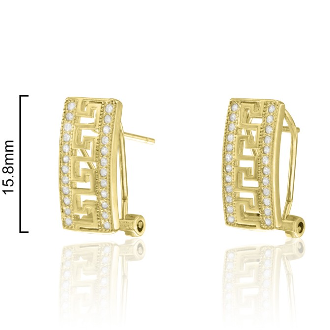 PENDIENTES OMEGA CIRCONITAS GRECA LISA 15'8mm