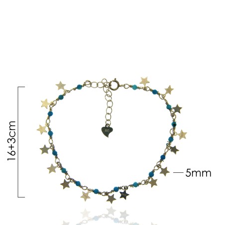 PULSERA TIPO MAYRA ESTRELLAS LISAS (5mm) + PIEDRAS COLOR 16+3cm