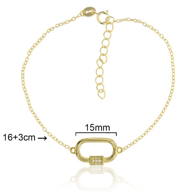 PULSERA "CARABINER" OVAL CIRCONITAS 15mm 16+3cm