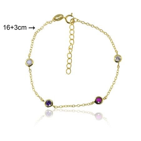 PULSERA CON CHATONES DE COLOR 16+3cm