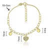 PULSERA CORAZÓN CIRCONITAS Y CORAZONES LISOS 16cm+3cm