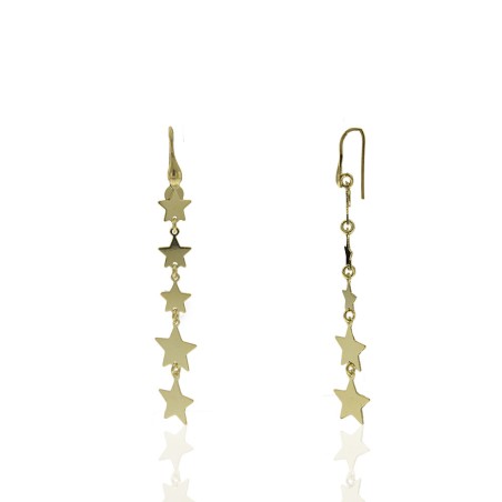 PENDIENTES LARGOS ESTRELLAS LISAS. CIERRE HIPPIE